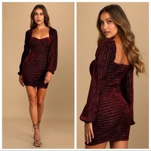 NWOT Lulus Celebrate with Me Burgundy Velvet Bustier Bodycon Mini Dress Small